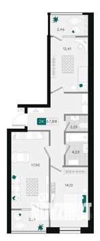 2-к квартира, вторичка, 68м2, 6/18 этаж