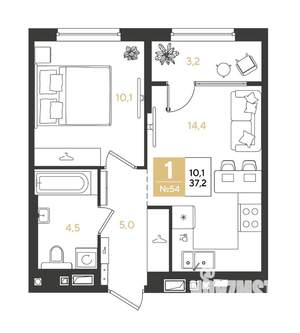 1-к квартира, вторичка, 37м2, 7/18 этаж