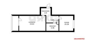 1-к квартира, вторичка, 46м2, 4/16 этаж