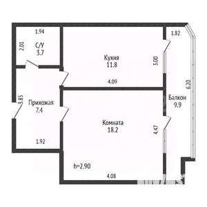 1-к квартира, вторичка, 51м2, 8/16 этаж