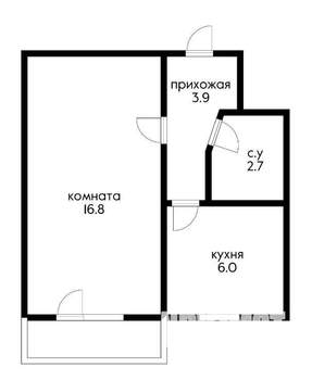 1-к квартира, вторичка, 31м2, 2/5 этаж