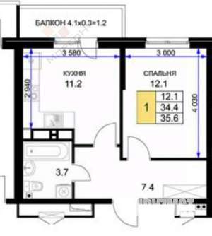 1-к квартира, сданный дом, 36м2, 15/16 этаж