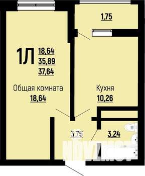 1-к квартира, строящийся дом, 38м2, 17/22 этаж