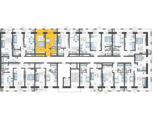 1-к квартира, строящийся дом, 40м2, 4/12 этаж