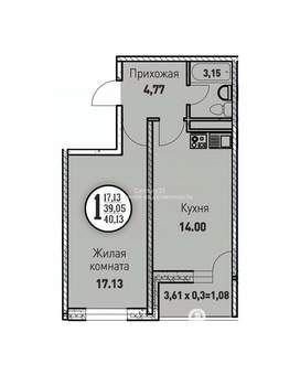 1-к квартира, вторичка, 39м2, 11/17 этаж