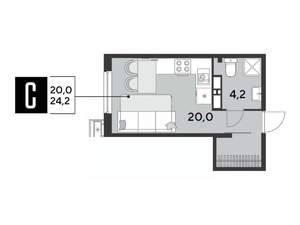 Студия квартира, строящийся дом, 24м2, 11/18 этаж