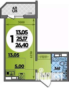 Студия квартира, строящийся дом, 26м2, 3/16 этаж