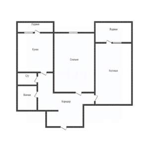 2-к квартира, вторичка, 53м2, 1/10 этаж