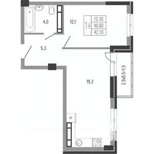 1-к квартира, вторичка, 44м2, 10/15 этаж