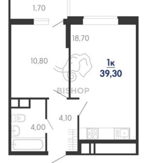 1-к квартира, вторичка, 39м2, 9/24 этаж