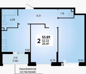 2-к квартира, вторичка, 54м2, 7/16 этаж