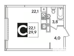 Студия квартира, вторичка, 30м2, 14/16 этаж