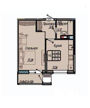 1-к квартира, вторичка, 38м2, 3/9 этаж
