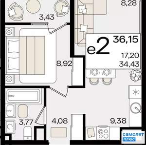 1-к квартира, вторичка, 36м2, 4/18 этаж