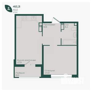 1-к квартира, вторичка, 42м2, 13/18 этаж
