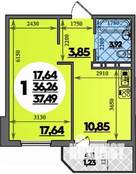1-к квартира, вторичка, 37м2, 4/8 этаж