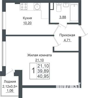1-к квартира, вторичка, 41м2, 1/7 этаж