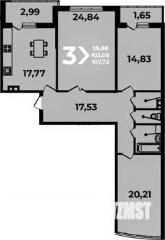 3-к квартира, вторичка, 108м2, 11/19 этаж