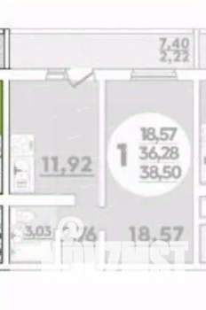 1-к квартира, вторичка, 36м2, 16/17 этаж