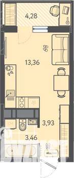Студия квартира, вторичка, 22м2, 3/16 этаж