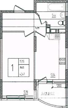 1-к квартира, вторичка, 43м2, 4/16 этаж