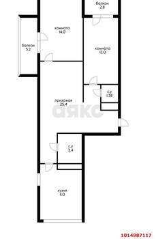 2-к квартира, вторичка, 70м2, 16/17 этаж