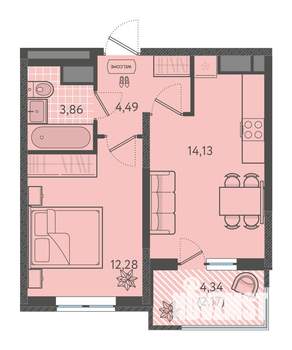 1-к квартира, вторичка, 37м2, 5/18 этаж