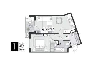 1-к квартира, вторичка, 50м2, 15/18 этаж