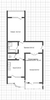 2-к квартира, вторичка, 66м2, 10/16 этаж