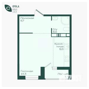 Студия квартира, вторичка, 29м2, 18/18 этаж