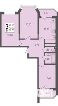 3-к квартира, вторичка, 77м2, 11/22 этаж