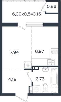 Студия квартира, вторичка, 27м2, 3/18 этаж