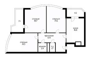 3-к квартира, вторичка, 102м2, 13/16 этаж