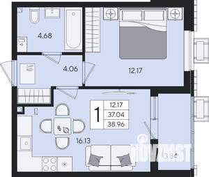 1-к квартира, вторичка, 39м2, 2/8 этаж