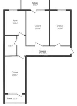 3-к квартира, вторичка, 72м2, 5/16 этаж