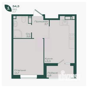 1-к квартира, вторичка, 34м2, 16/18 этаж