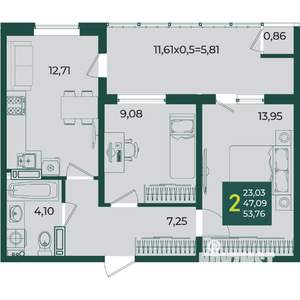 2-к квартира, вторичка, 54м2, 9/18 этаж