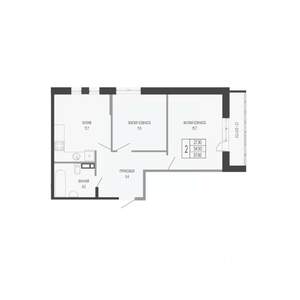 2-к квартира, вторичка, 57м2, 3/17 этаж