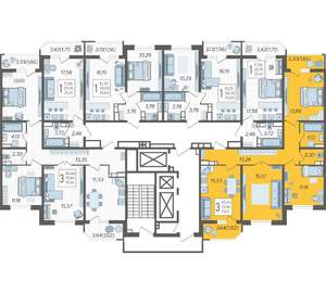 3-к квартира, строящийся дом, 79м2, 8/23 этаж