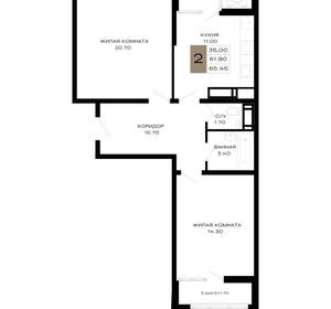 2-к квартира, вторичка, 65м2, 8/21 этаж