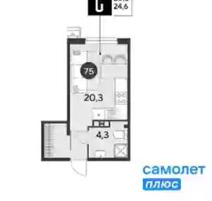 Студия квартира, вторичка, 25м2, 4/9 этаж