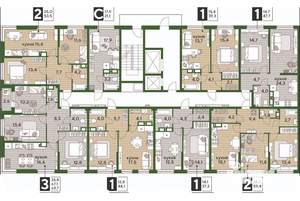 3-к квартира, строящийся дом, 70м2, 15/16 этаж
