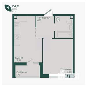 1-к квартира, вторичка, 35м2, 2/18 этаж