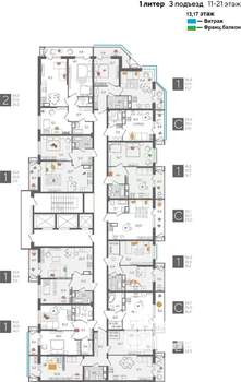 2-к квартира, вторичка, 64м2, 17/24 этаж