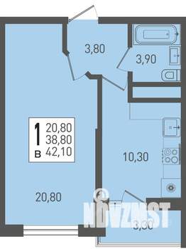 1-к квартира, вторичка, 42м2, 17/22 этаж