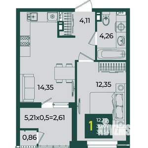1-к квартира, вторичка, 39м2, 14/18 этаж