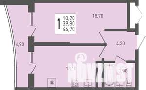 1-к квартира, строящийся дом, 47м2, 22/24 этаж