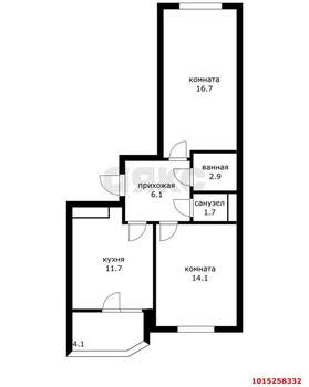 2-к квартира, вторичка, 57м2, 15/19 этаж