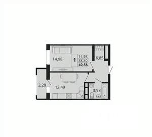 1-к квартира, вторичка, 41м2, 9/18 этаж