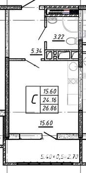 Студия квартира, вторичка, 27м2, 8/18 этаж